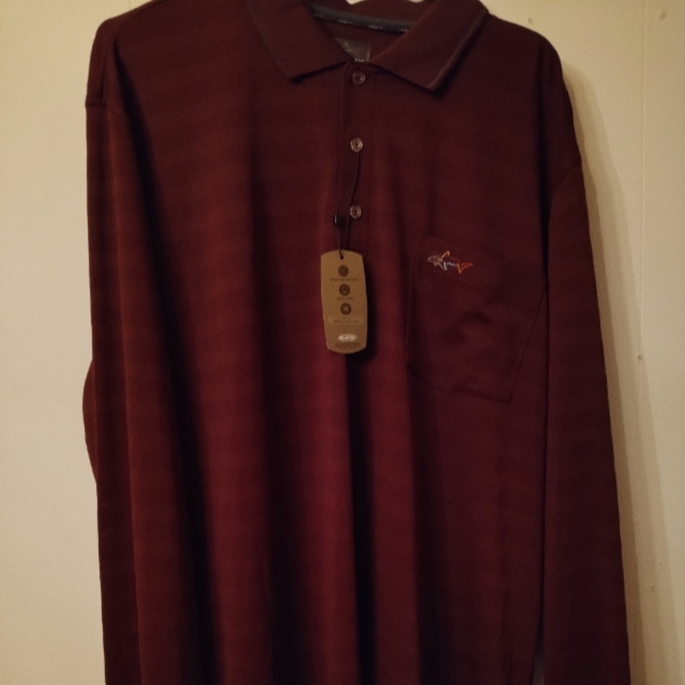 Greg Norman Long sleeve shirt. Color is Burgundy
